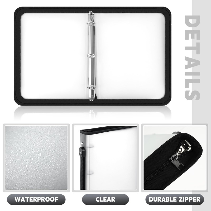 Teling 8 Pack Zipper Binder with 3 Ring Cover Zipper,