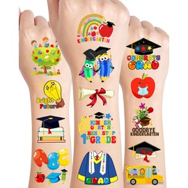 Kindergarten Graduation Class of 2025 Temporary Tattoos,15 Sheets 144 Pieces Graduation Themed Tattoos Stickers Party Decoration Supplies Party favors for Kindergarten Graduation