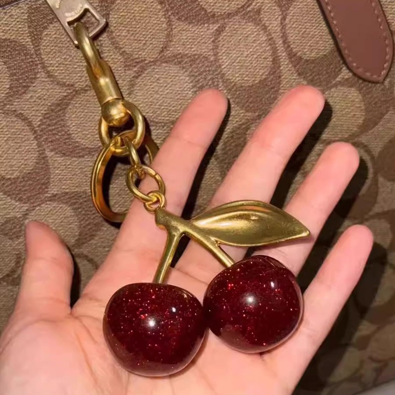 Cute Cherry Keychain for Purse Pink Keychain Holiday Charms for