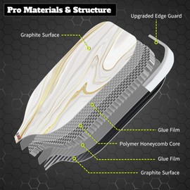 Composite Pickleball Paddle with Cover for Women, Graphite Carbon Fiber Polypropylene Honeycomb Core Pickle Ball Racquet Gift for Mother Wife Grandmother Girlfriend, White Marble