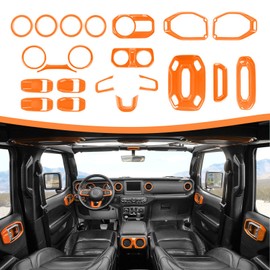SQQP 21PCS Full Set Interior Trim Kit for 2018-2023 Jeep Wrangler JL JLU,Side Outlet Door Handle Bowl Roof Reading Light Cover Trim (Orange)