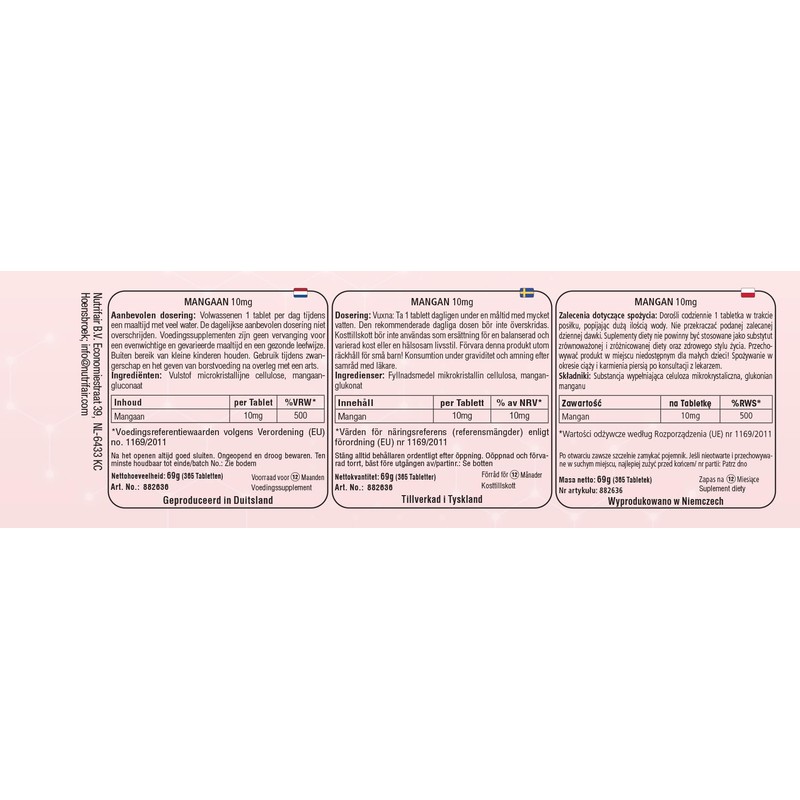 Manganese 10mg - 365 Tablets - Trace Element for Connective