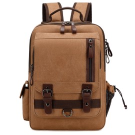 Lanola Water-resistant Canvas Backpack with Anti-Theft Pocket, Daypacks Fits 15.6 Inch Laptop for Men Perfect for Work, Travel, Daily Use (Coffee)