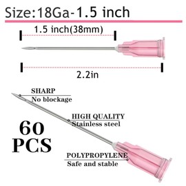 Dispensing Accessories Stainless Steel Industrial Needles Individually Packed 60Pcs (18G-38mm)