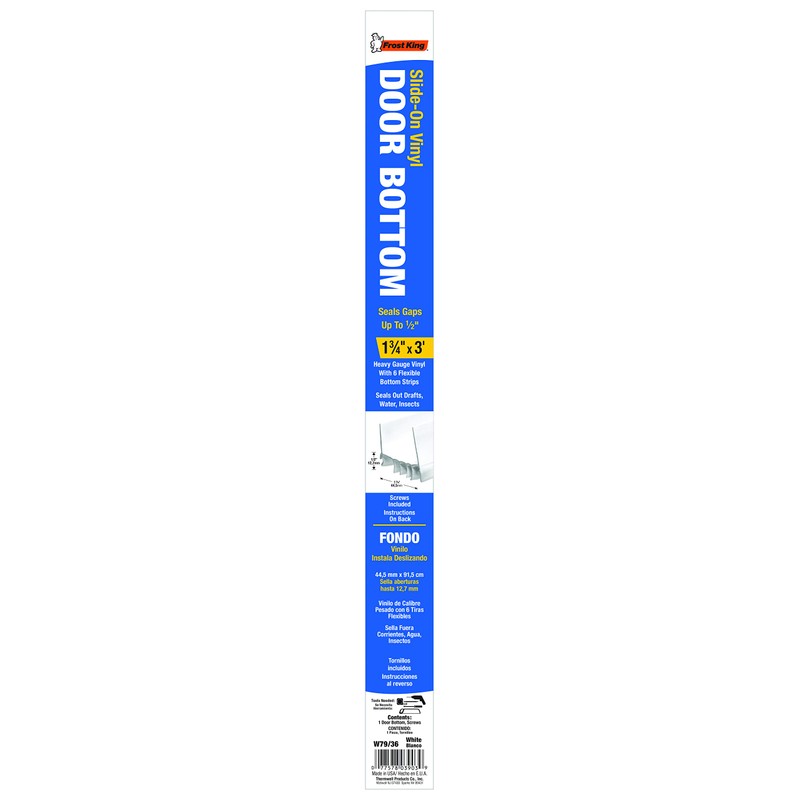 Frost King Vinyl Slide-On Door Bottom For Metal Doors, 1-3/4"