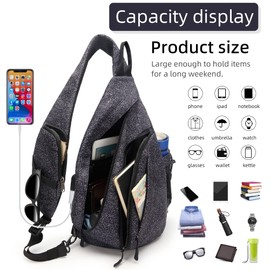 TurnWay Water-Proof Sling Backpack/Crossbody Bag/Shoulder Bag for Travel, Hiking, Cycling, Camping for Women & Men (Grey Star)