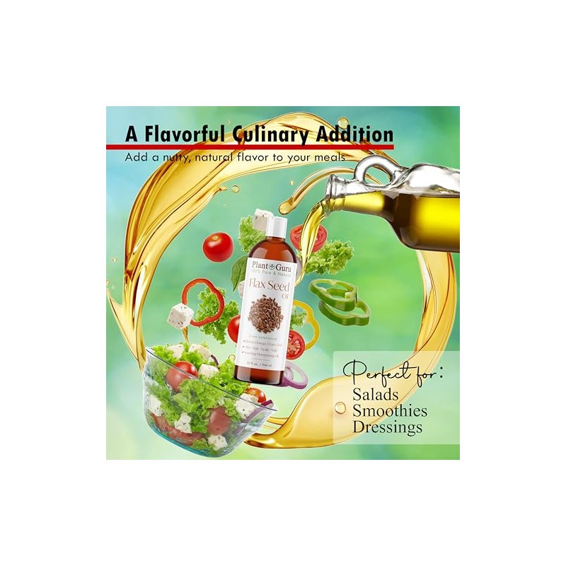 Flaxseed Oil 16 oz. Virgin, Unrefined Cold Pressed 100 Pure