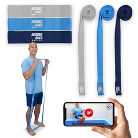 Beginner Bands Set of 6 by Justin Agustin – Specifically Designed for Total Beginners – Gentle Exercise Bands for Seniors & Limited Mobility – Soft Fabric – Home Gym Equipment. Incl. Door Kit & Bag