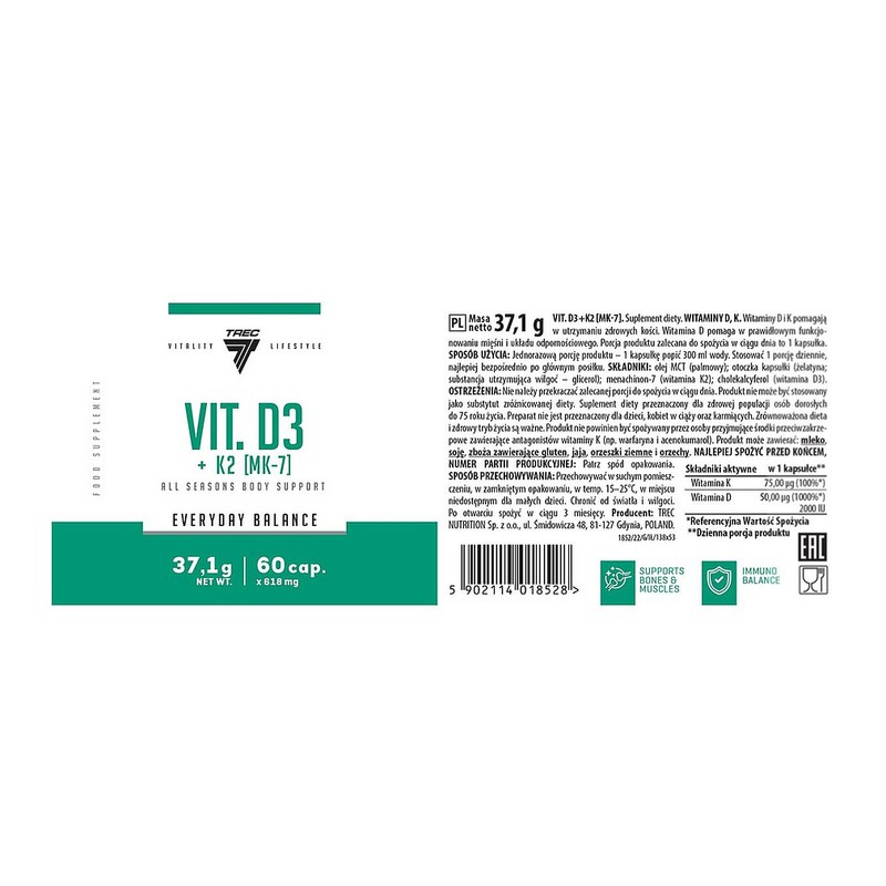 Trec Nutrition VIT. D3 + K2 Capsules with MCT Oil