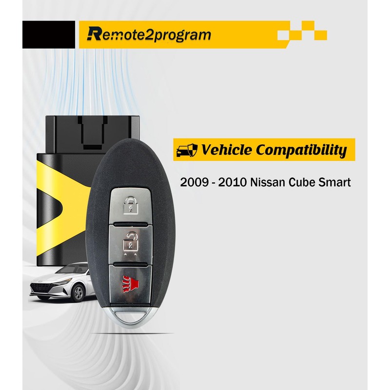 Remote2program DIY Programming Smart Car Remote Control Replacement for 2009-2010