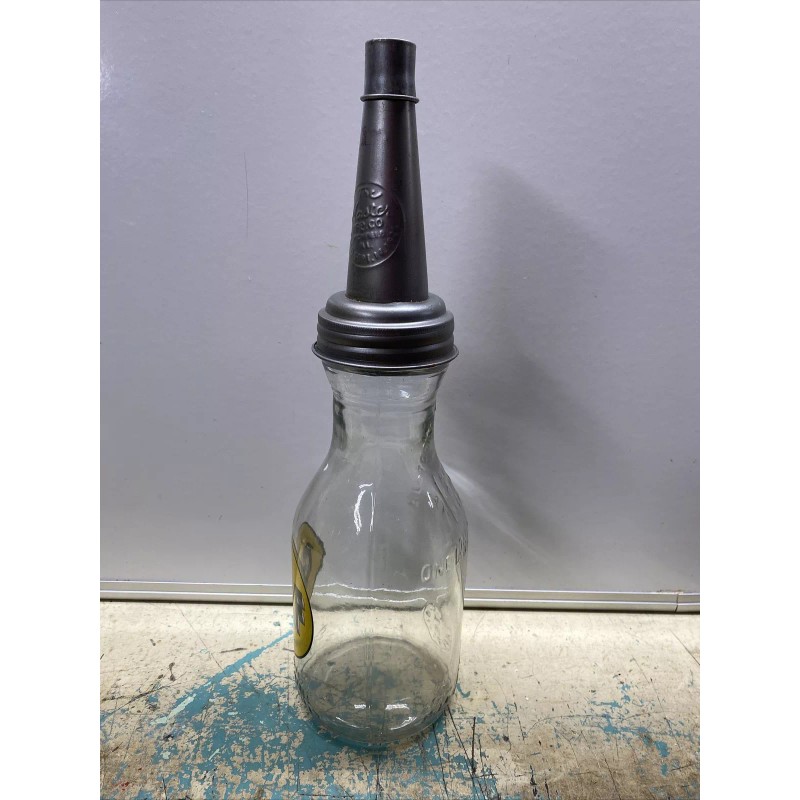 Gulf Motor Oil Bottle Spout Cap Glass Vintage Style Gas
