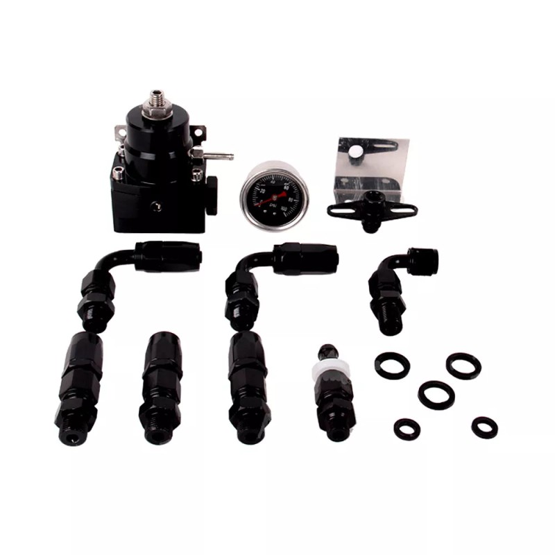 LENCOOL Universal Adjustable Fuel Pressure Regulator Kit 100psi Guage AN6
