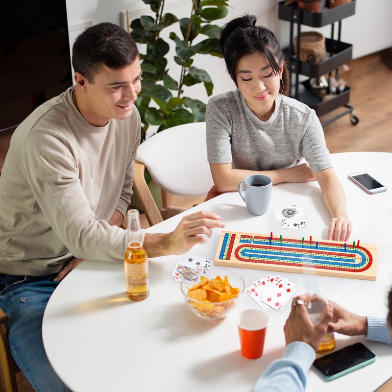 3-Track Color-Coded Wooden Cribbage Board Game – Perfect for Family