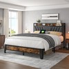 Homkdom Full Size Bed Frame, Upholstered Storage Headboard and Charging