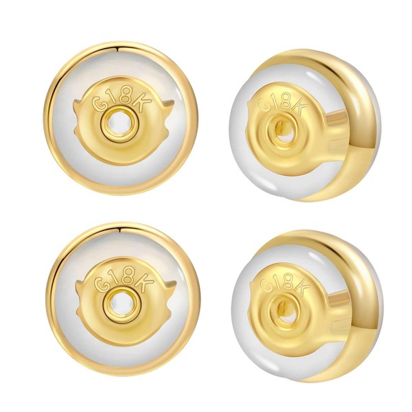 Gold Earring Backs Replacement, JIACHARMED 18K Gold Silicone Earring Backs