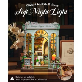Cutefun Book Nook Kit for Adults, DIY Miniature House with LED Light, for Bookend, Library, Bookshelf, Decoration, 3D Puzzle Wooden Bookends, Adult Booknook Gifts for Women