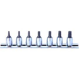 Koken RS2025/7-L28 1/4 (6.35 mm) SQ. Torx Bit Socket Rail Set, Total Length 1.1 inches (28 mm), 7 Pieces