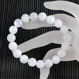 AD Beads Natural Gemstone Round Beads Stretch Bracelet Healing Reiki 10mm (Moonstone)