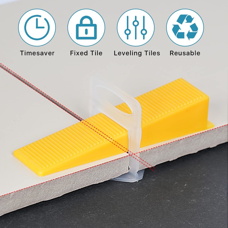 400pcs Tile Leveling System Wedges, Reusable, 1/32, 1/16, 1/8 Inch