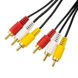 Simple Packaging Video Cord, 3-Pin to 3-Pin RCA Cable, 16.8 ft (4 m), Gold Plug, Domestic Inspection, TV, VCR, Game Console, etc
