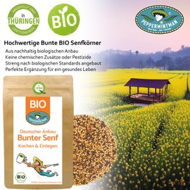 Organic Colourful Trio Mustard 500 g – German Cultivation – Black & Brown & Yellow Mustard Seeds Mix – Seasoning Mustard Making Green Manure – Peppermintman