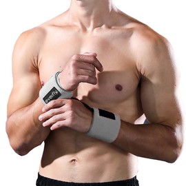 EVERFLY Wrist Wraps Crossfit Gym Adjustable 1 Pair - Sports Muscle Training Calisthenia Men Women Weight Lifting Fitness Weightlifting Tendonitis Tennis Grey