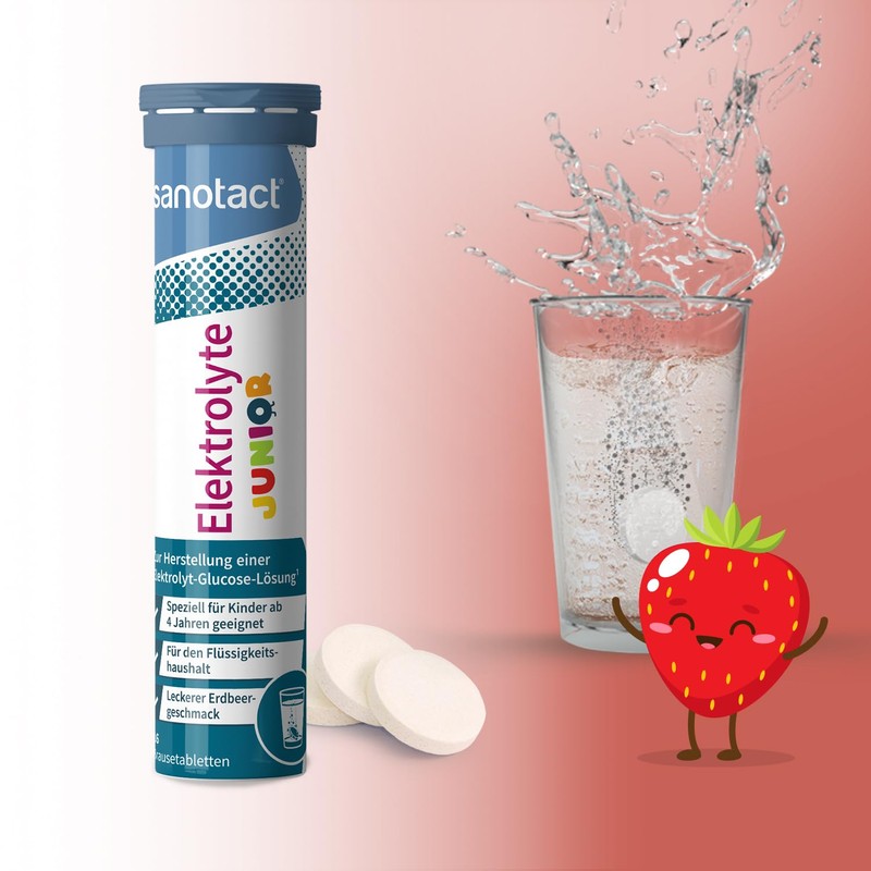 sanotact Electrolytes Junior (16 Effervescent Tablets), Electrolytes for Children for