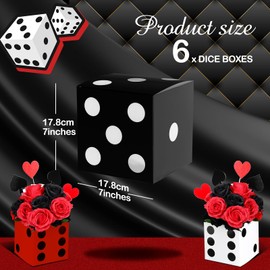 6 Pcs Dice Favor Boxes 7 x 7 x 7 Inches Bulk Three Dimensional Dice Decor No Flower and Accessory Casino Themed Party Birthday Supplies for Game Night Las Vegas Party Decorations (Multicolored)