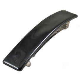 Stained Glass Barrette - Large 3.5" 9cm - Onyx Black Coal Jet Ebony Opaque Slide Clip Hair Accessories