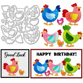 BENECREAT Heart Animal Love Chicken Metal Cutting Die, Hens and Chicks Die Cuts for Card Making, Poultry Cutting Dies Stencil for Scrapbooking DIY Album Decorative Paper Card Making
