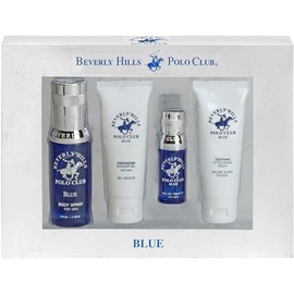 Beverly Hills Polo Club BHPC 4 Piece Economy Gift Set, with Eau De Toilette, Body Spray, After Shave & Shower Gel (Blue)