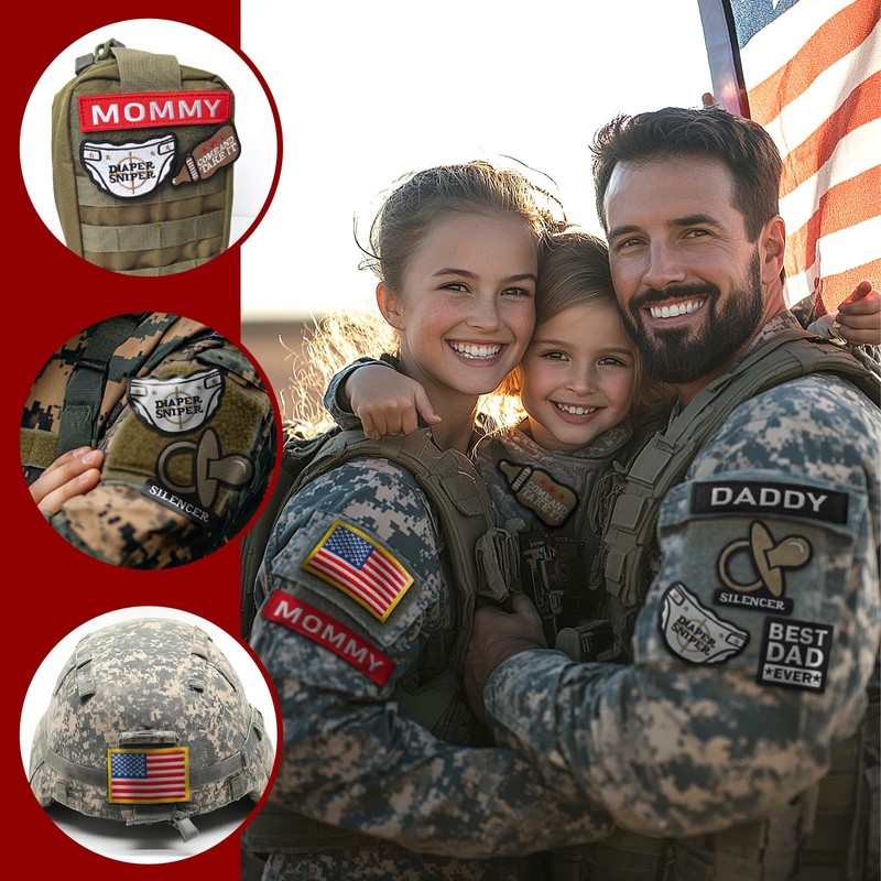 7PCS Daddy Patch Funny Dad Tactical Patch Pacifier, Diaper, Bottle