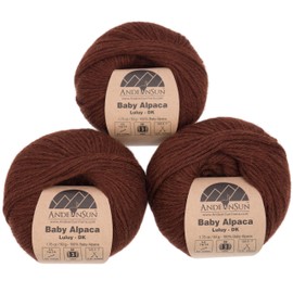 (Set of 3 - Solid Color)100% Baby Alpaca Yarn Not Wool [328 Yards Total] Cinnamon, 3 DK