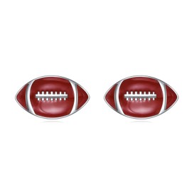 VONALA Baseball Football Soccer Volleyball Tennis Earrings Stud 925 Sterling Silver Sport Jewelry Birthday Gifts for Women Teen Girls (Football)