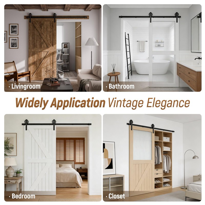 CCJH 4-20FT Sliding Barn Door Hardware Kit Closet Cabinet Track