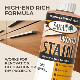 SamaN Interior Water Based Wood Stain - Natural Stain for Furniture, Moldings, Wood Paneling, Cabinets (Neutral TEW-000-12, 12 oz)