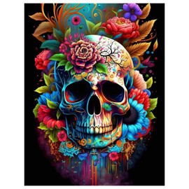 Skull Colorful Diamond Art Kits for Adults-5D Diamond Painting Kits Art for Adults, Diamond Painting,Diamond Art Flowers,Gem Art Kits for Home Wall Decor (12x16inch)