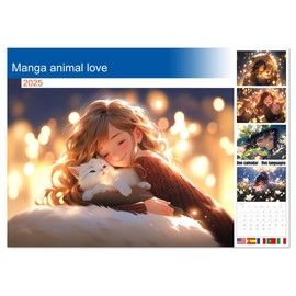 Manga animal love (Monthly Wall Calendar 2025 16.5" x 23.4" (open)), CALVENDO 14 Month Calendar