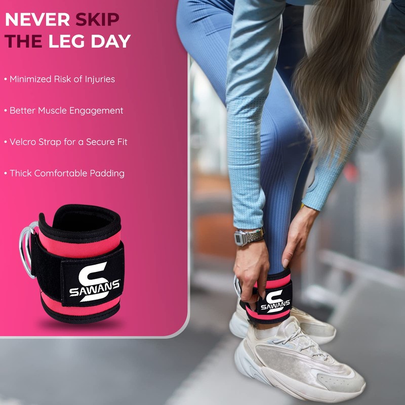 SAWANS Ankle Straps for Cable Machine Attachments Gym Ankle Cuffs