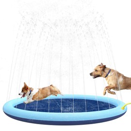 Splash Pad for Dogs Kids, Non-Slip Pet Thickened Durable Sprinkler Wading Pools, Splash Play Mat Outdoor Game Water Toys for Baby Girls Boys Children Pets
