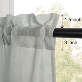 DWCN Grey Net Curtains for Windows 72 Drop, Rod Pocket Voile Curtain Bedroom Sheer Curtains Semi-Transparent Light Filtering Curtains for Living Room Nursery, W54 x L72 Inch, 2 Panels
