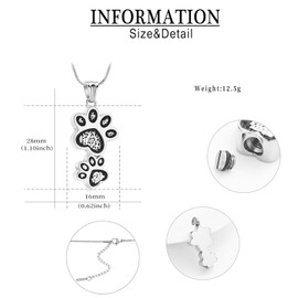 Pet Cremation Jewelry Double Dog Paw Urn Necklace for Ashes Stainless Steel Funeral Keepsake Urn Pendant Ashes Holder Memorial Jewelry