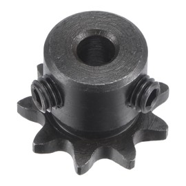 sourcing map Sprocket with 9 Teeth Type B Single Strand 1/4 Inch Pitch 5 mm Bore Black Oxide Carbon Steel C45 with 2 Adjusting Screws for ISO 04C