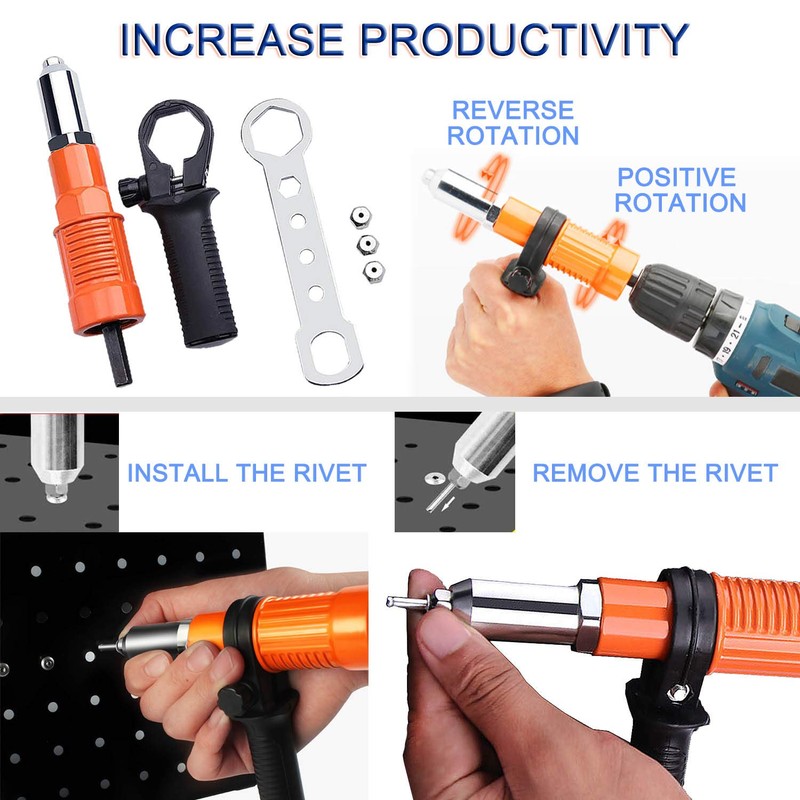 JONMON Electric Rivet Gun Adapter - Cordless Drill Metal Riveter-Blind