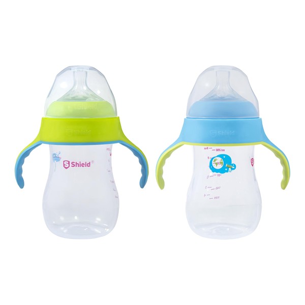 Shield Baby Wide Neck Feeding Bottle with Handle - 9oz/260ML