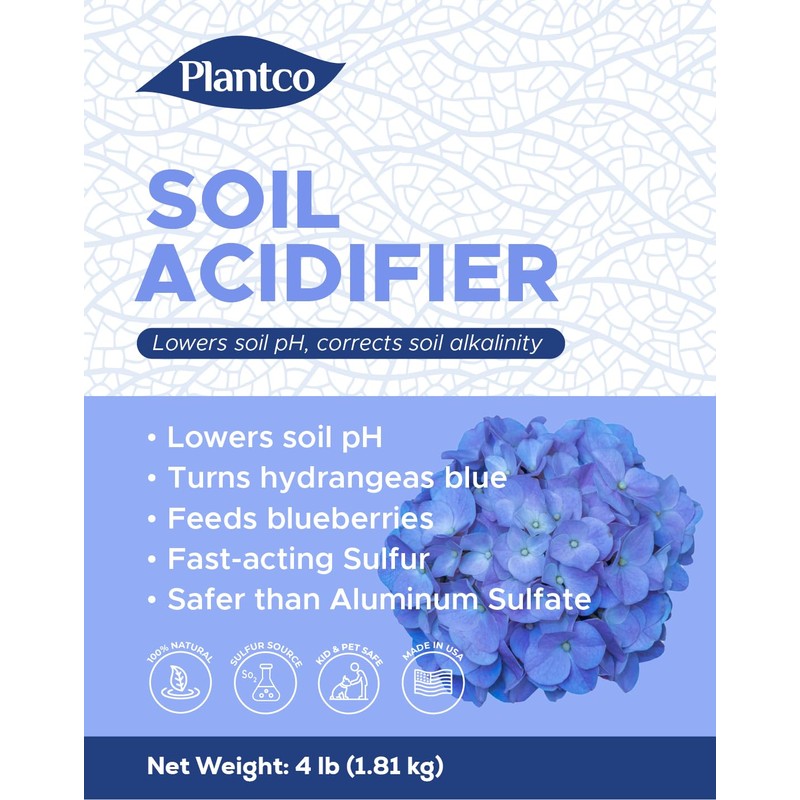 Soil Acidifier for Acid-Loving Plants, Turns Hydrangeas Blue, Lowers pH