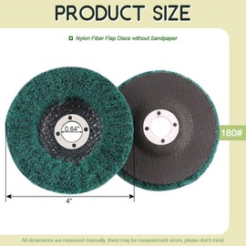 Keadic K-392 6PCS 4 Inch 180 Grit Green Nylon Fiber Flap Discs Perfect for Paint Remove & Stainless Steel Tube Polishing