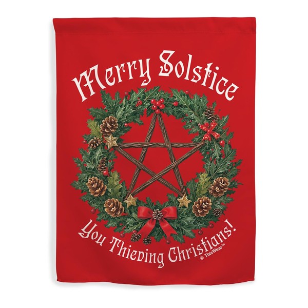 Yule House Flag Merry Solstice you Thieving Christians Vertical House