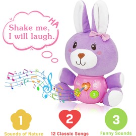 Baby Easter Gifts for Girls Boys: Easter Bunny Stuffed Animal Plush Baby Musical Toys Baby Easter Toys 6 to 12 Months Baby Toys 0-6 Months Baby Girl Gifts Infant Toys 6-12 Months Easter Decorations