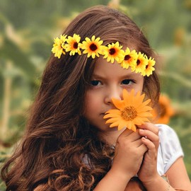 Sunflower Headband 5 pieces Sunflower Headpiece Boho Multi Color Daisy Garland Crown Hair Accessory for Wedding Festival Party